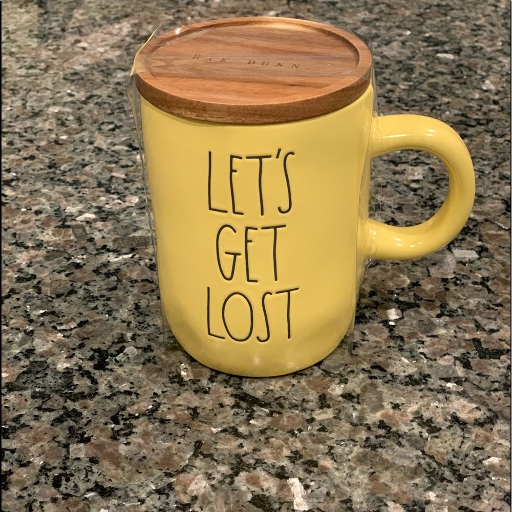 Rae Dunn “Let’s Get Lost” yellow mug.